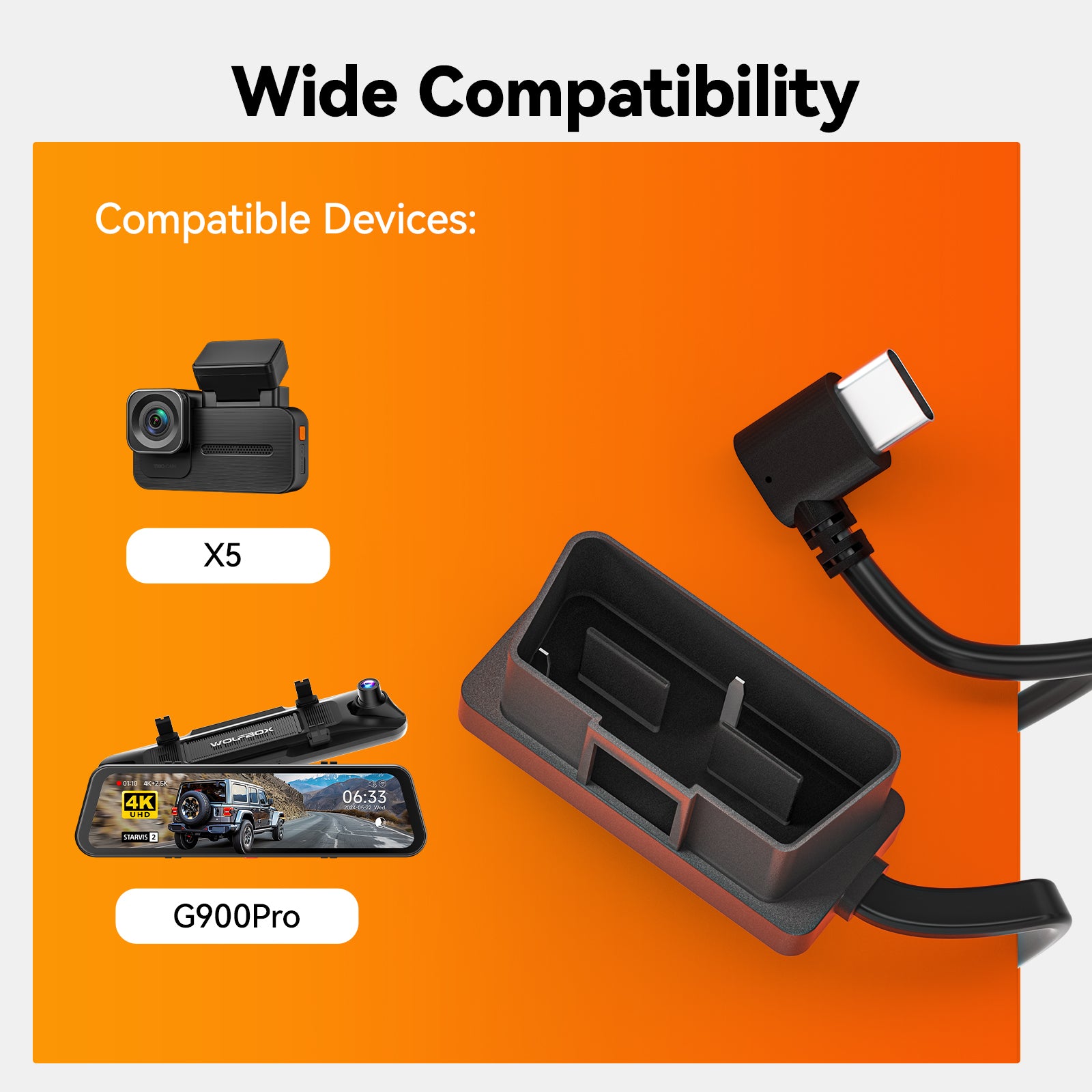 WOLFBOX Dashcam Multifunctional Hardwire Kit for G900Pro