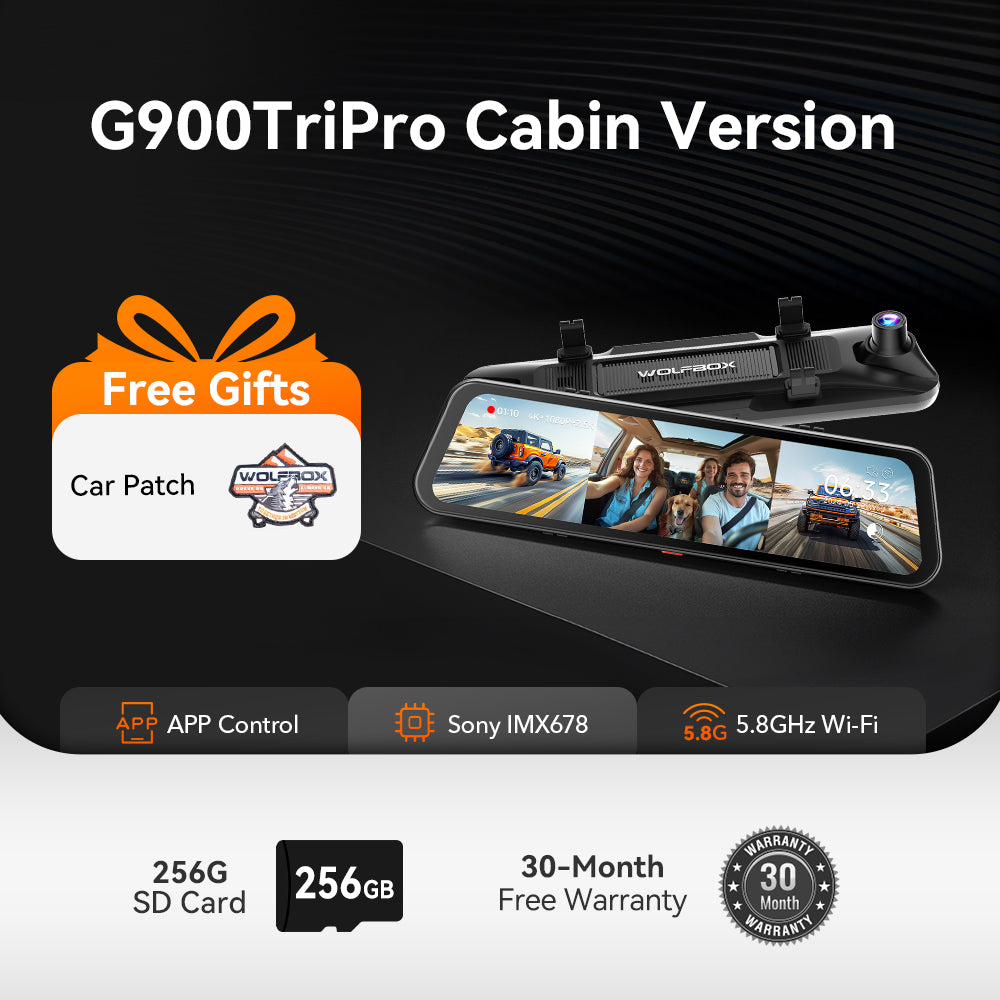 G900 TriPro 4K+2.5K+1080P 3 Channel Cabin Monitor Mirror Dash Cam