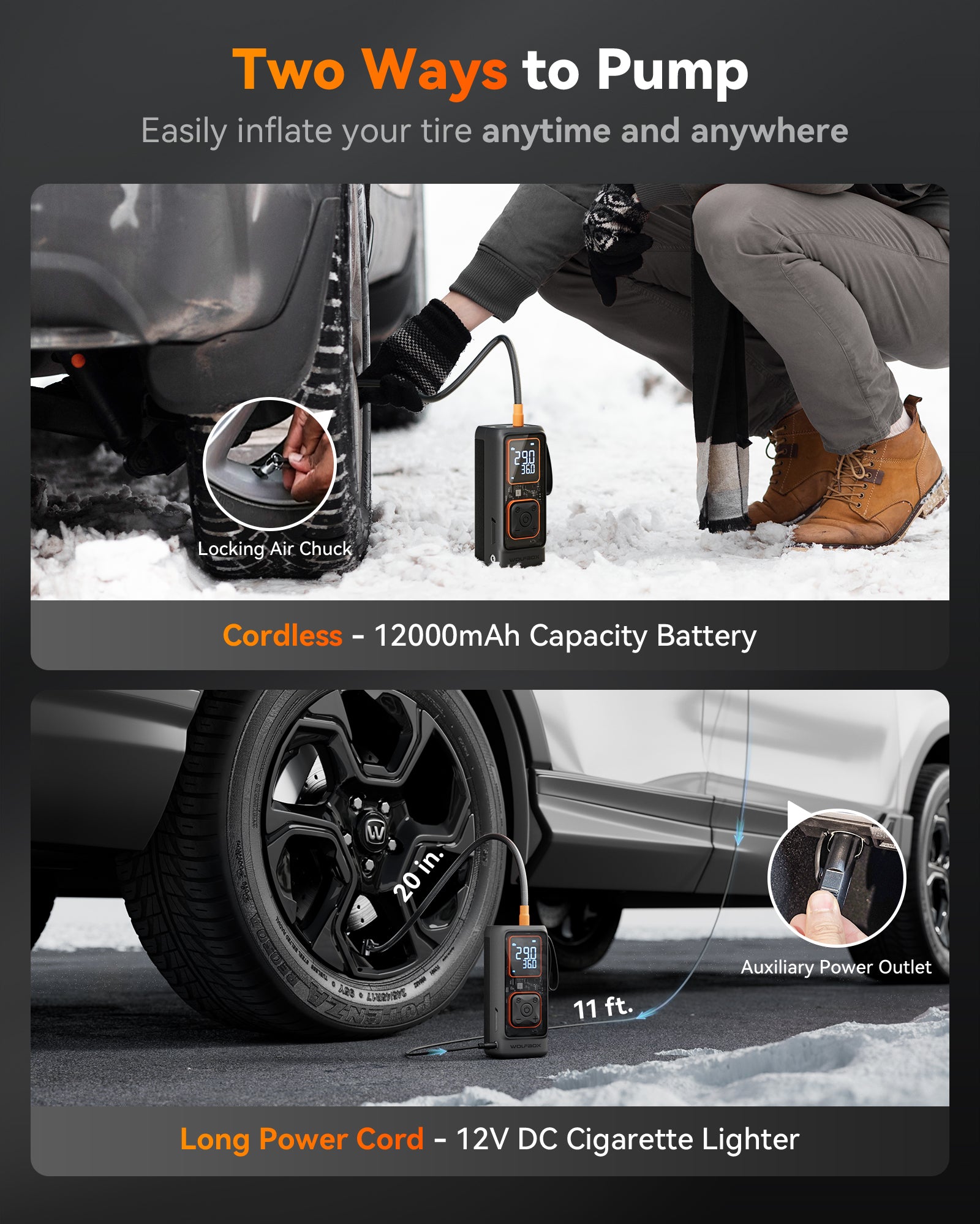 WOLFBOX MegaFlow24 Portable Tire Inflator