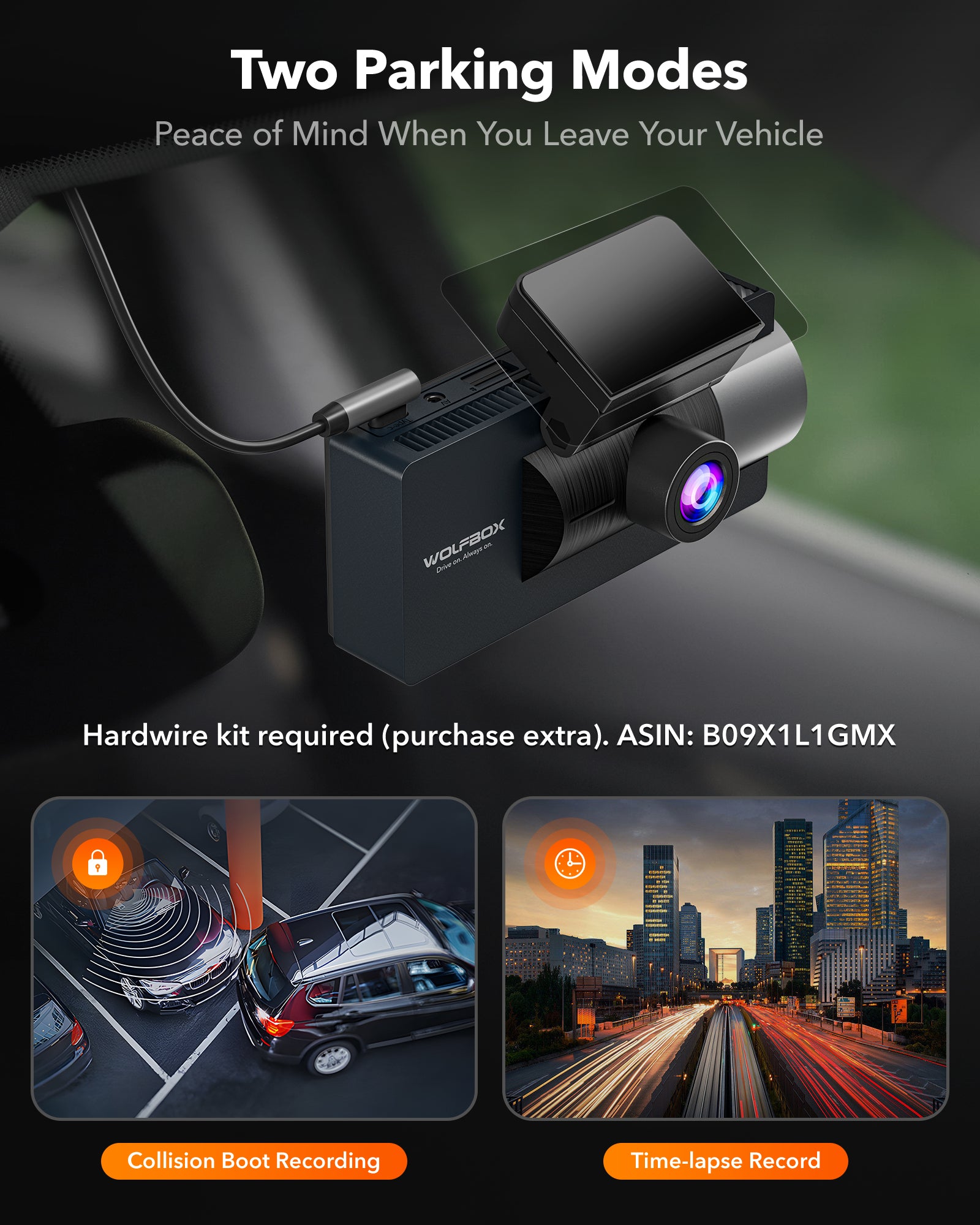 WOLFBOX i17 4K+2.5K 5G WiFi Super IR Night Vision Dash Cam