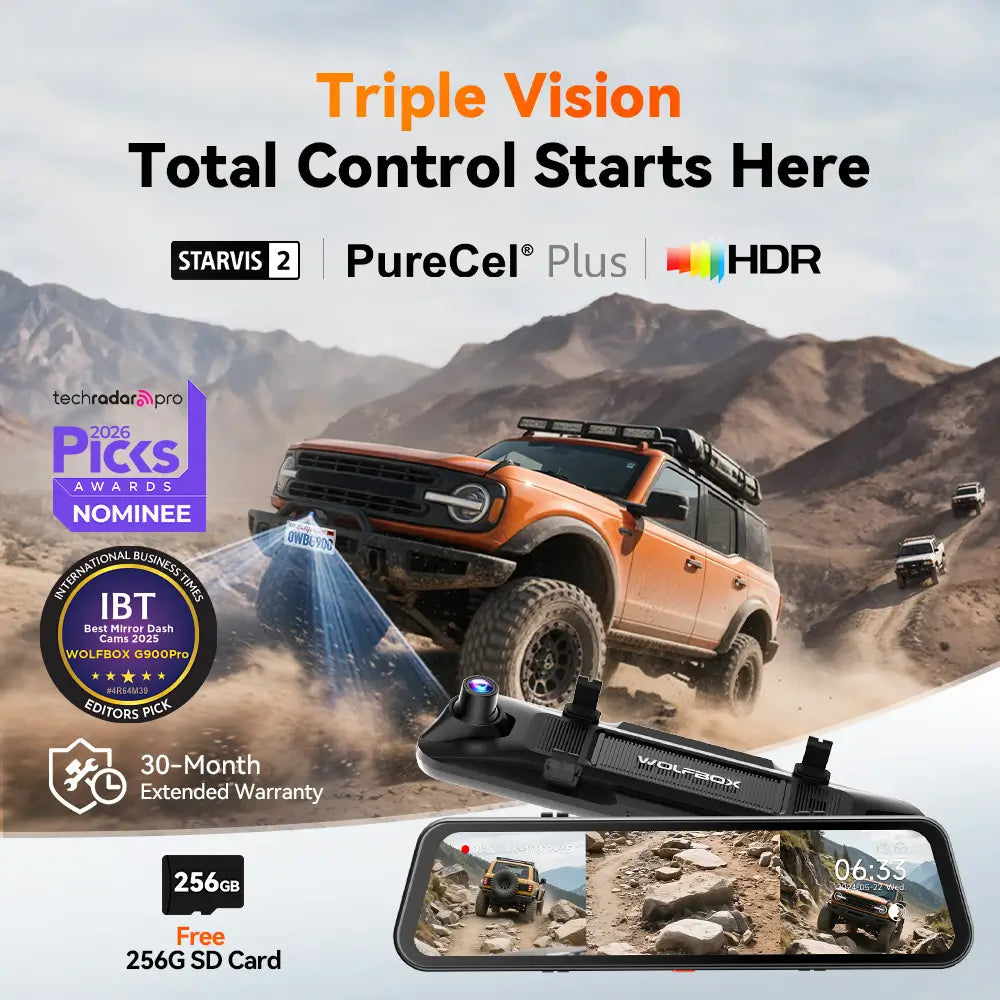 WOLFBOX G900 TriPro Bumper Version 3 Channel Rear View Mirror RHD
