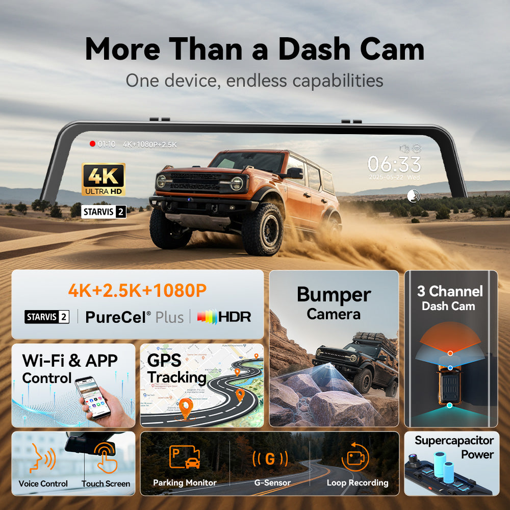 WOLFBOX G900 TriPro Bumper Version 3 Channel Rear View Mirror RHD