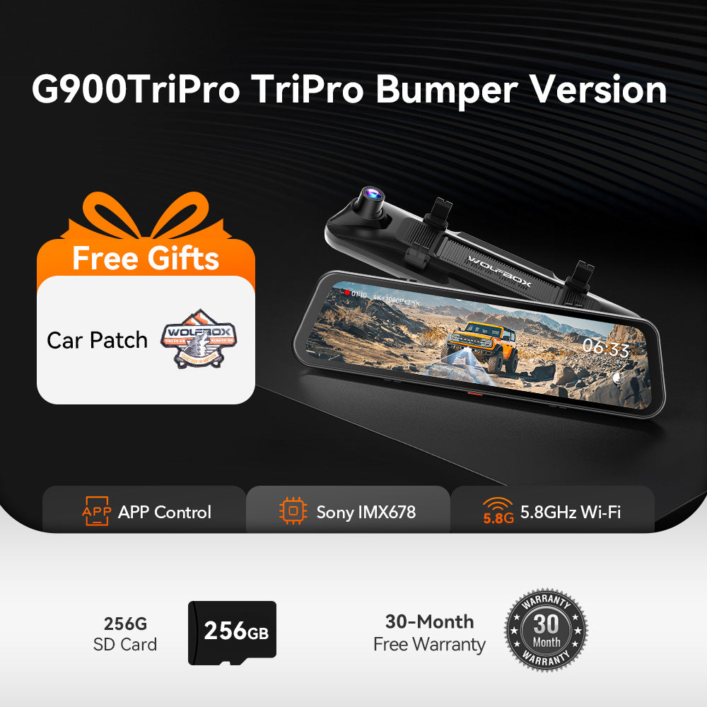 WOLFBOX G900 TriPro Bumper Version 3 Channel Rear View Mirror RHD