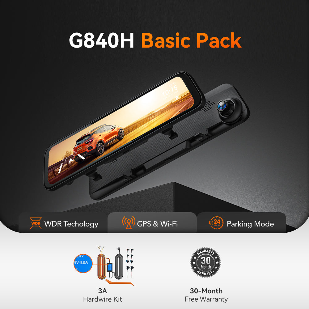 WOLFBOX G840H Rear View Mirror Dash Cam with Exclusive 30-Month Warranty