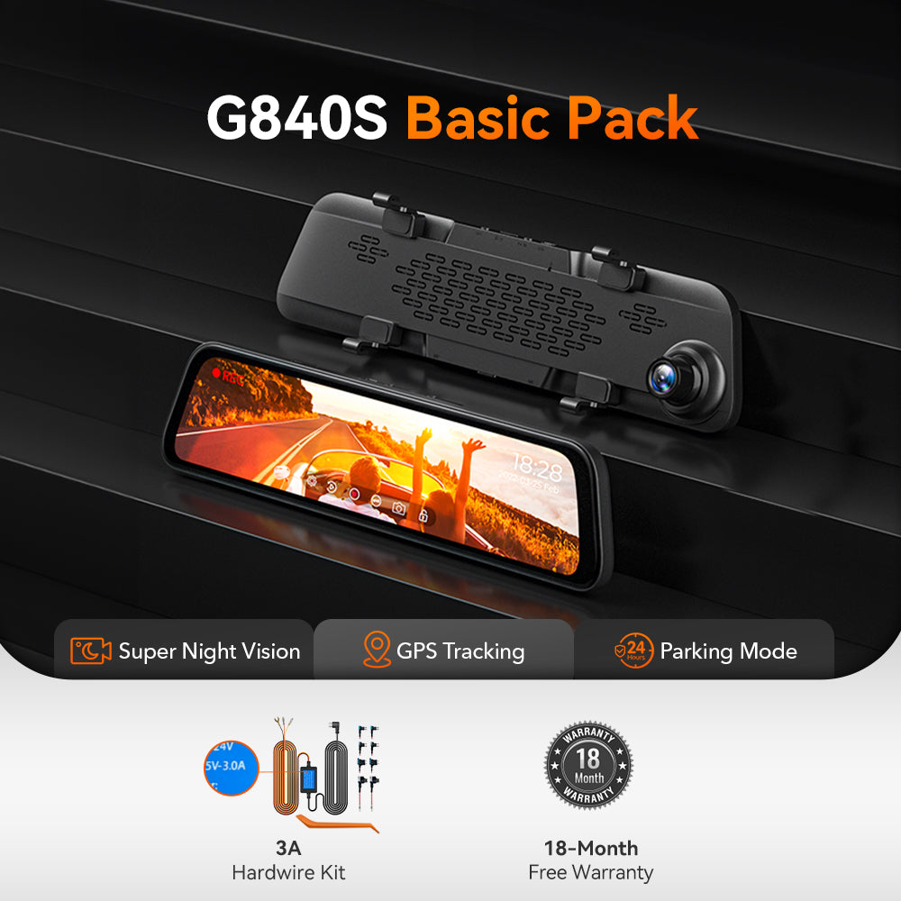 WOLFBOX G840S 12″ 4K Mirror Dash Cam 2160P Full HD Smart Rear View Camera Mirror Dash Cam