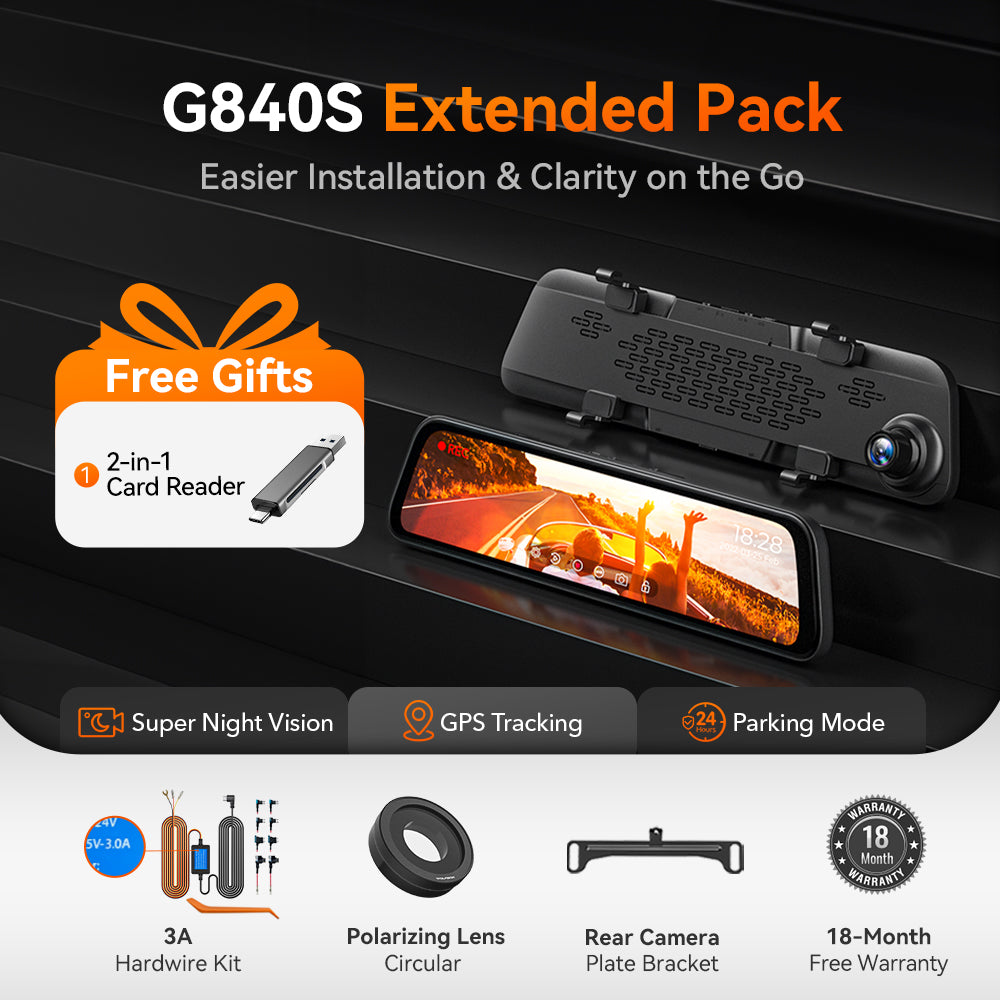 WOLFBOX G840S 12″ 4K Mirror Dash Cam 2160P Full HD Smart Rear View Camera Mirror Dash Cam