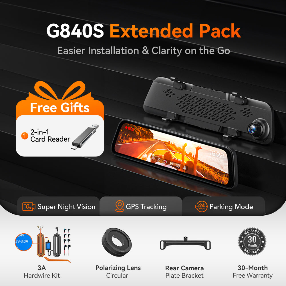 WOLFBOX G840S 12″ 4K Mirror Dash Cam 2160P Full HD Smart Rear View Camera Mirror Dash Cam
