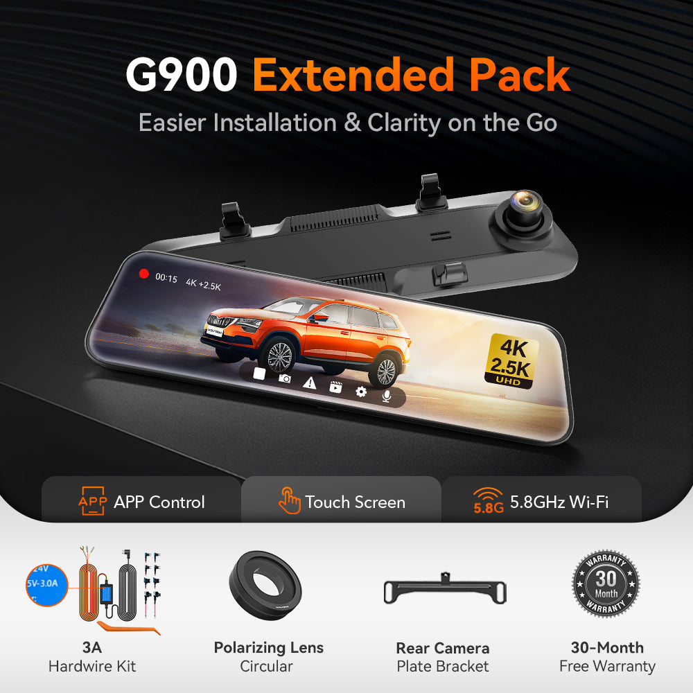 WOLFBOX G900 4K+2.5K Touch Screen Parking Monitoring Dash Cam