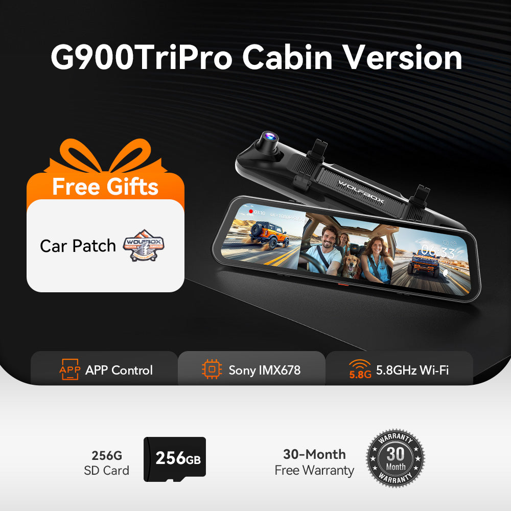 G900 TriPro 4K+2.5K+1080P 3 Channel Cabin Monitor Mirror Dash Cam RHD