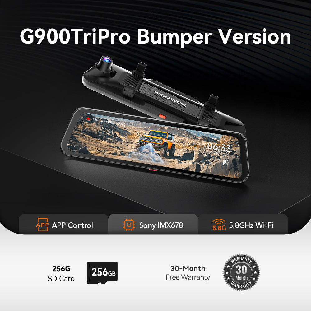 WOLFBOX G900 TriPro Bumper Version 3 Channel Rear View Mirror RHD