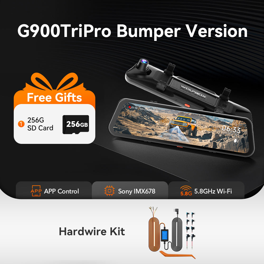 WOLFBOX G900 TriPro Bumper Version 3 Channel Rear View Mirror RHD