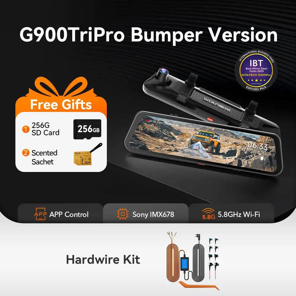 WOLFBOX G900 TriPro Bumper Version 3 Channel Rear View Mirror RHD