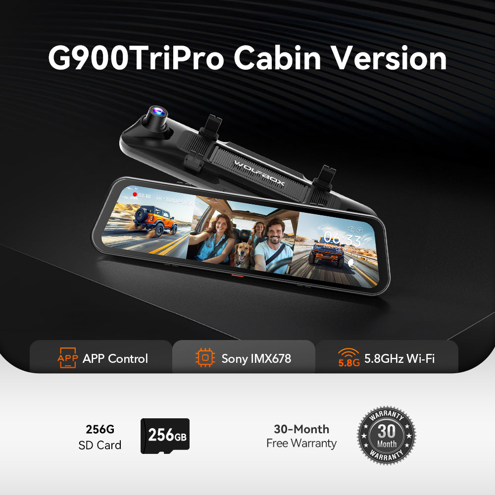 G900 TriPro 4K+2.5K+1080P 3 Channel Cabin Monitor Mirror Dash Cam RHD