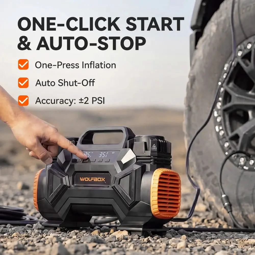 Off-Road Air Compressor High-CFM Dual-Cylinder Tire Inflator | WOLFBOX HyperFlow 60D
