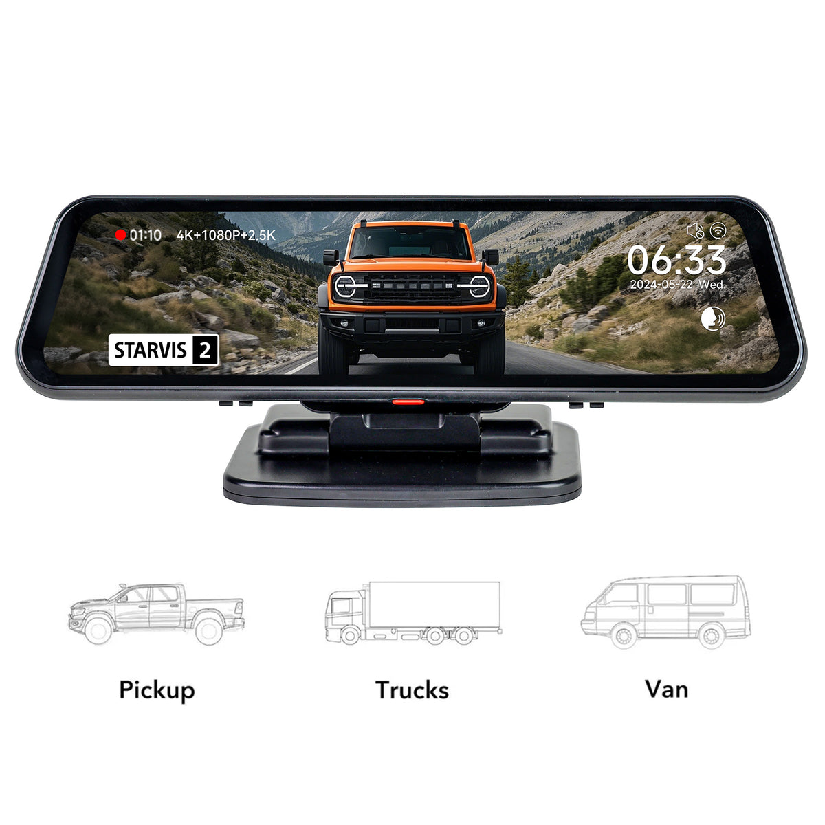 WOLFBOX Center Console Base Bracket for Mirror Dash cam