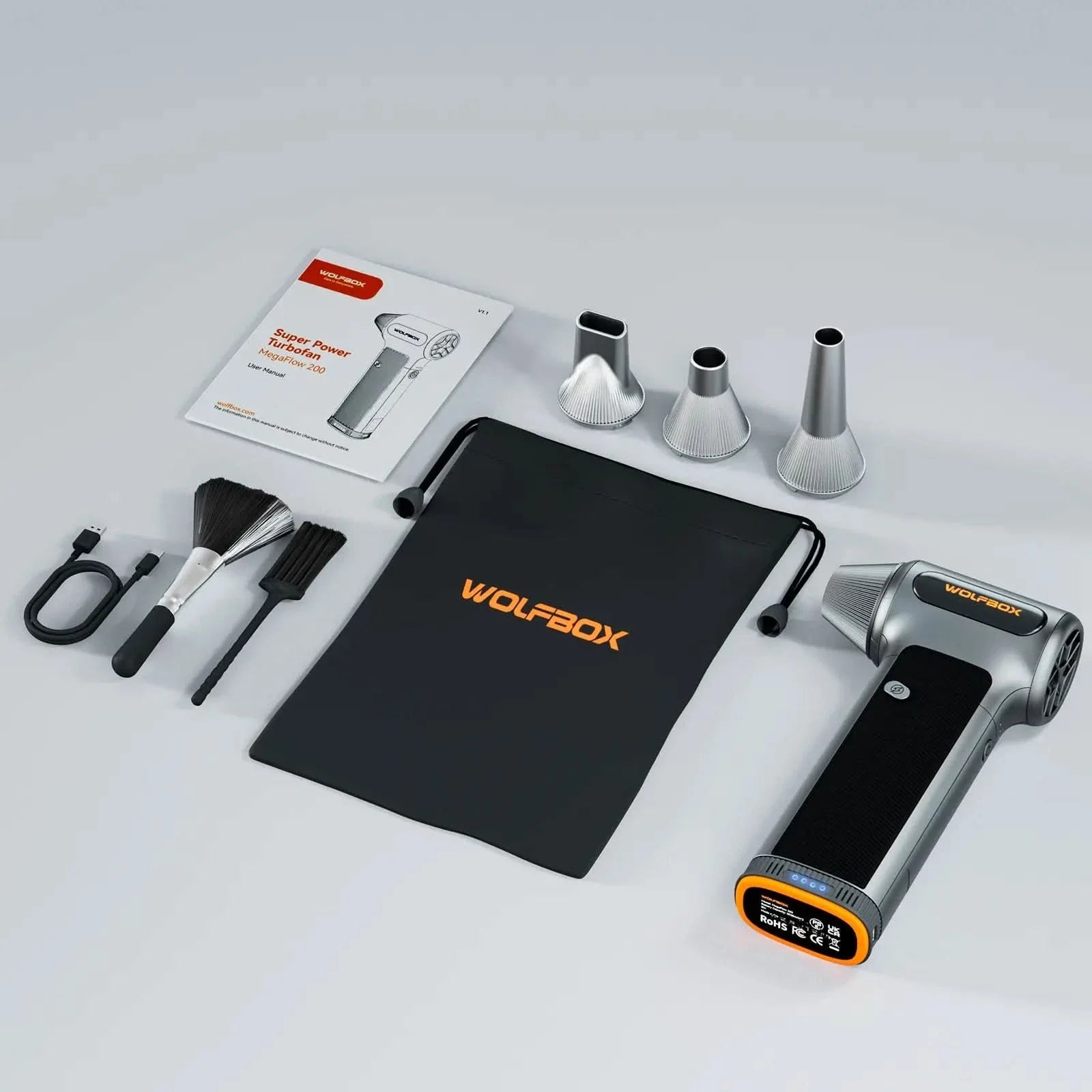 WOLFBOX MF200 Compressed Air Duster - Swappable Battery Cartridge