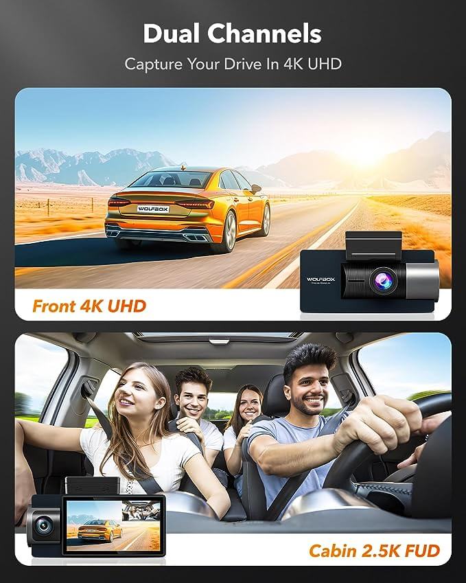 WOLFBOX i17 4K+2.5K 5G WiFi Super IR Night Vision Dash Cam