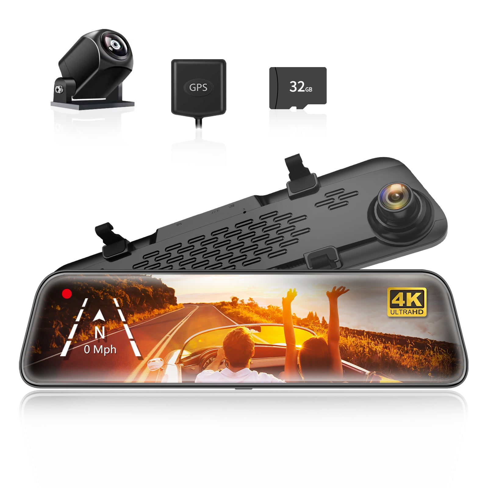 WOLFBOX G840S 12″ 4K Mirror Dash Cam 2160P Full HD Smart Rear View Camera Mirror Dash Cam