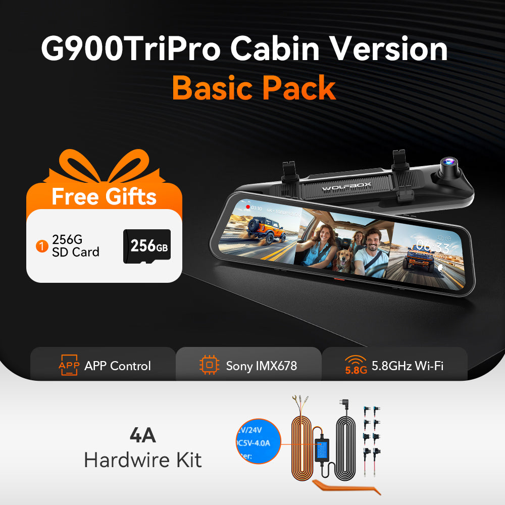 Preorder G900 TriPro 4K+2.5K+1080P 3 Channel Cabin Monitor Mirror Dash Cam