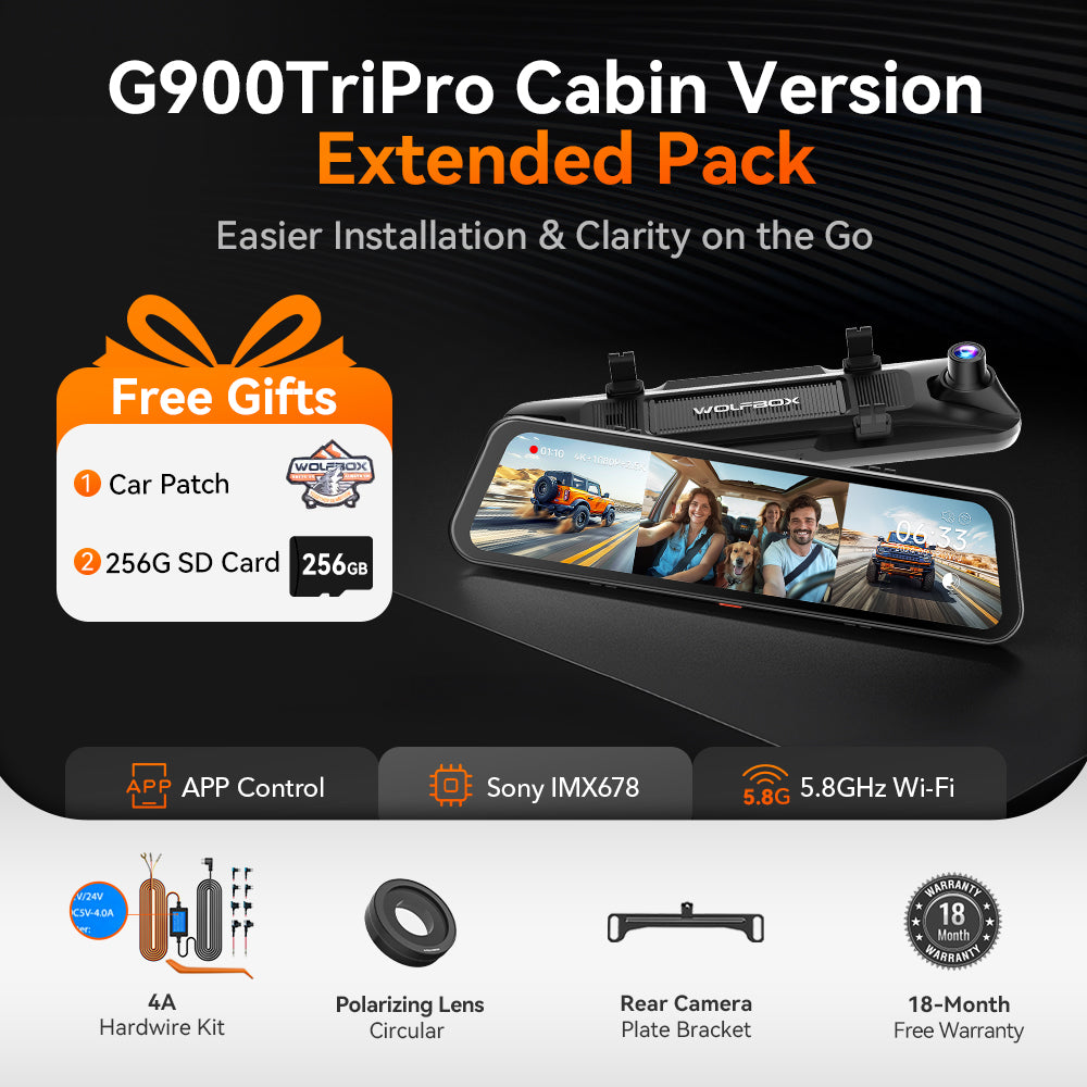 Preorder G900 TriPro 4K+2.5K+1080P 3 Channel Cabin Monitor Mirror Dash Cam