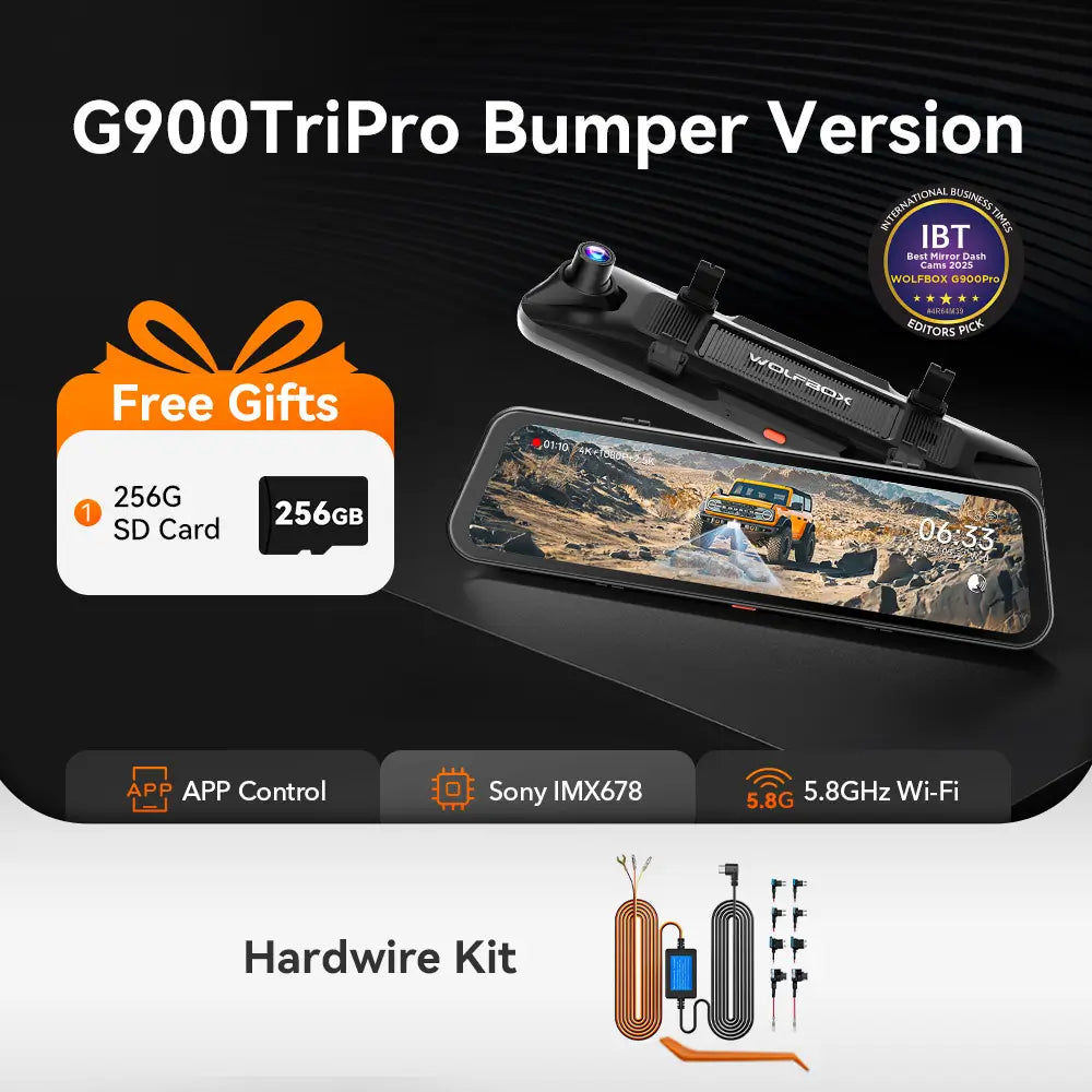 WOLFBOX G900 TriPro Bumper Version 3 Channel Rear View Mirror RHD