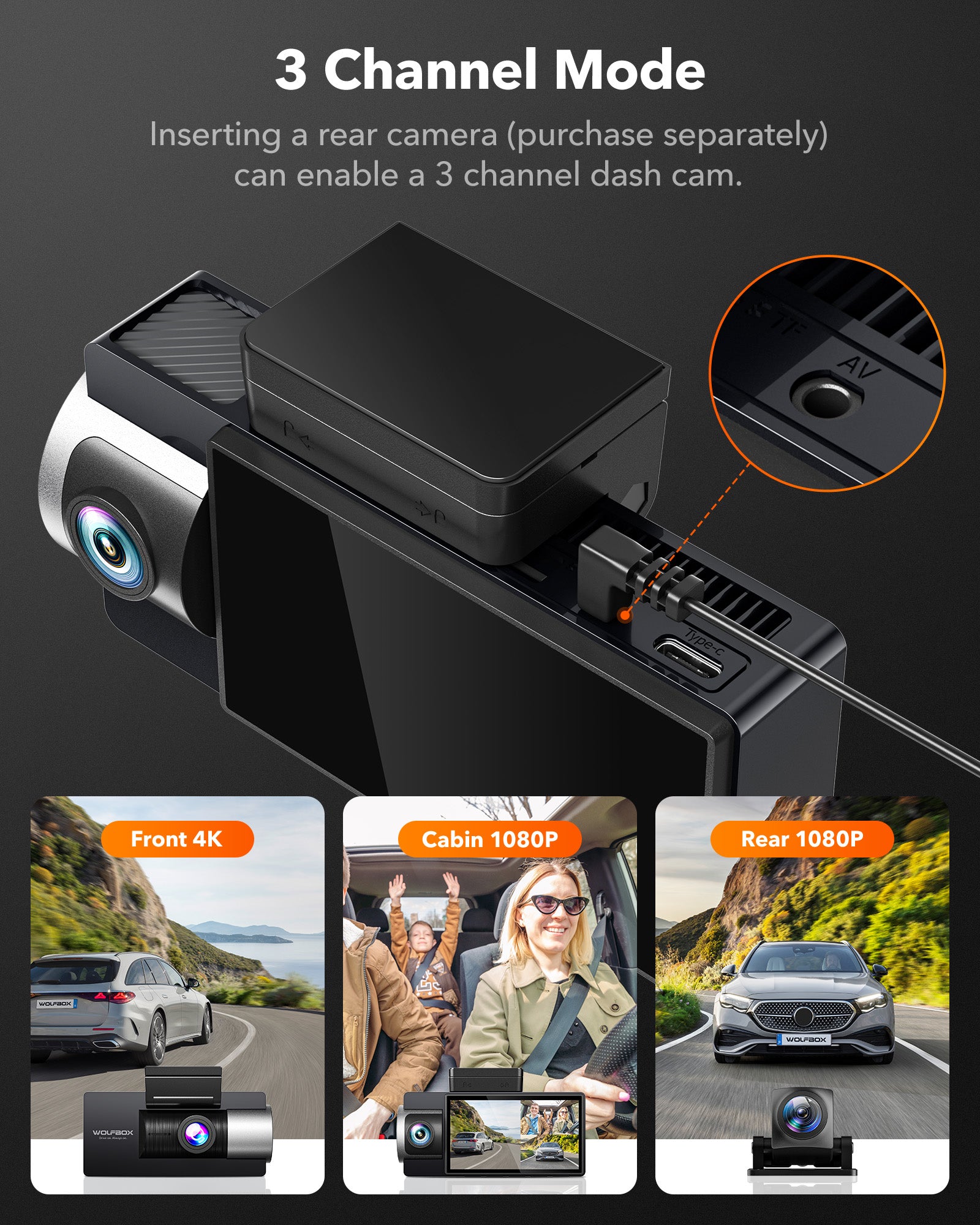WOLFBOX i17 4K+2.5K 5G WiFi Super IR Night Vision Dash Cam