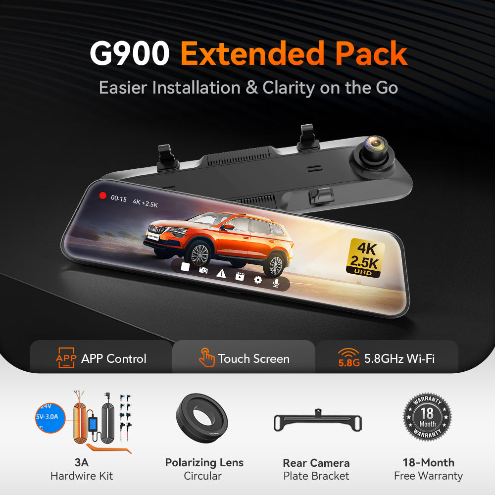 WOLFBOX G900 4K+2.5K Touch Screen Parking Monitoring Dash Cam