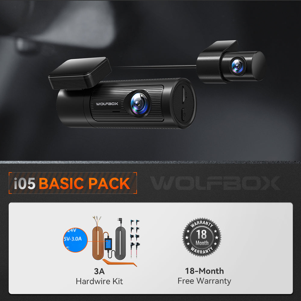 i05 | WOLFBOX Dash Cam Front and Rear, 4K Dash Cam with GPS WiFi UHD 2160P/1600P + 1080P
