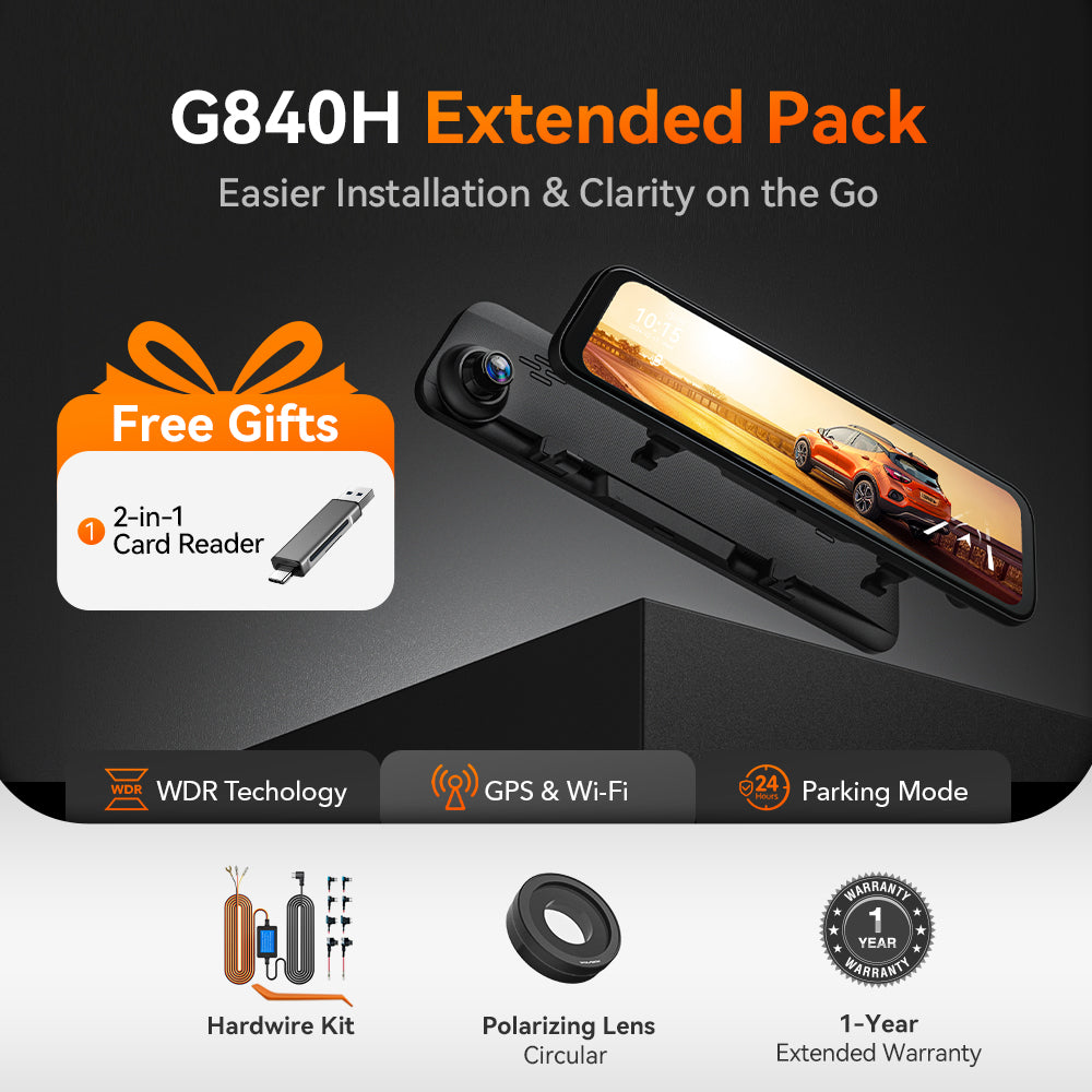 WOLFBOX G840H Rear View Mirror Dash Cam RHD