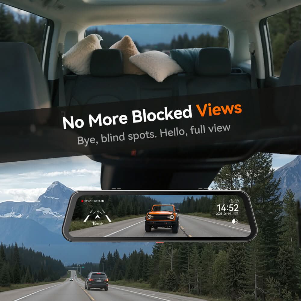 Wolfbox G900pro Mirror Dash Cam with No More Blocked Views