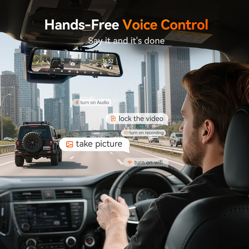 WOLFBOX G900Pro WiFi Touch Screen Rear View Mirror Dash Cam With Parking Monitor