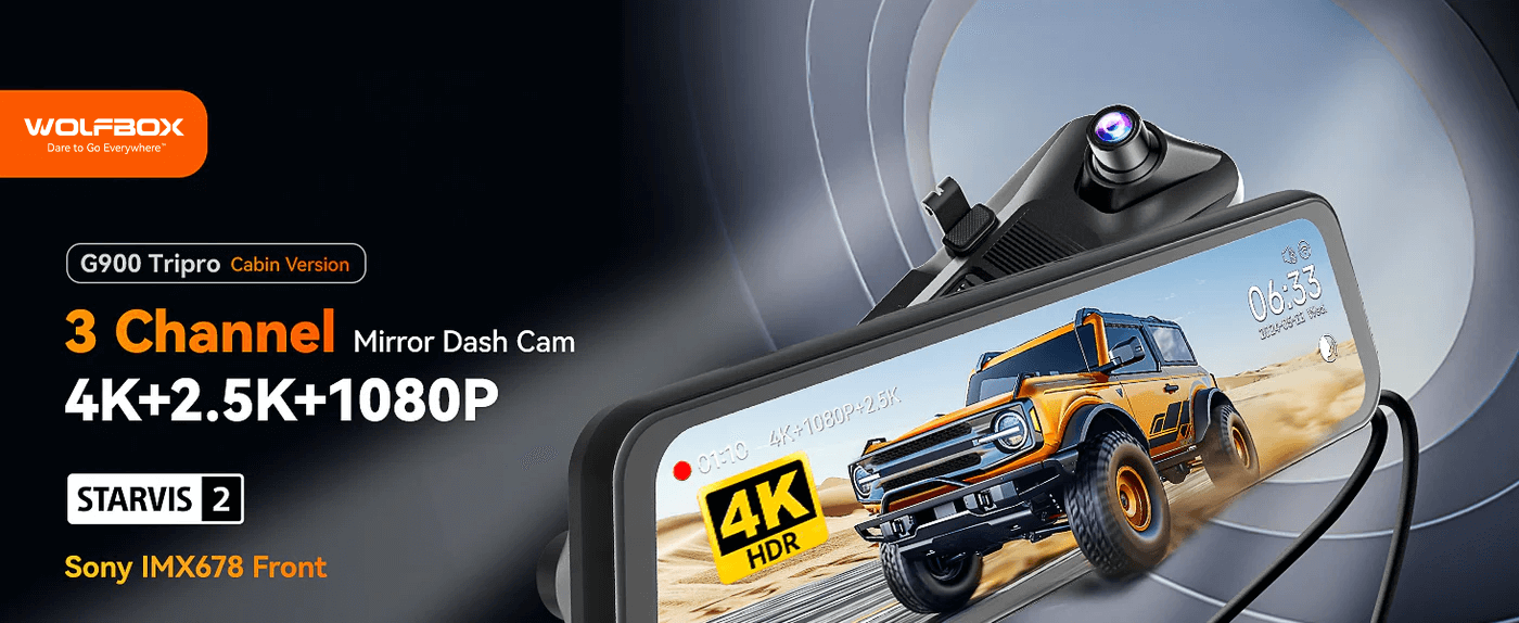 wolfbox g900 tripro cabin 3 channel dash cam