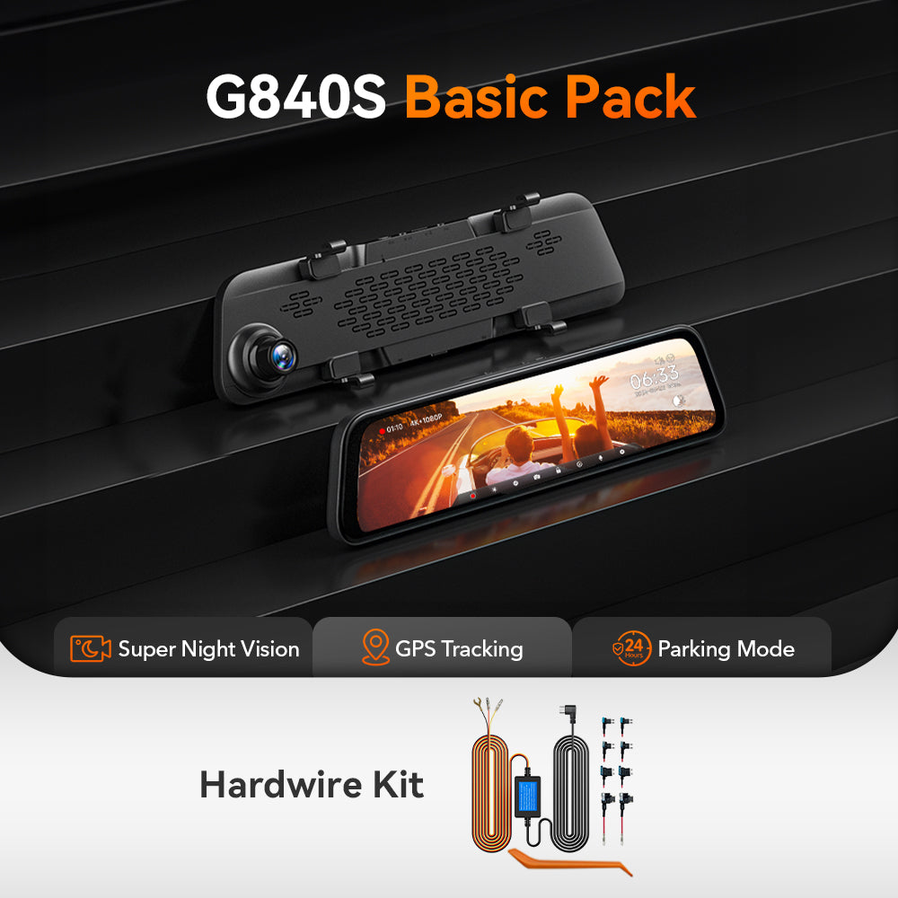 WOLFBOX G840S 12″ 4K Mirror Dash Cam 2160P Full HD Smart Rear View Camera Mirror Dash Cam RHD