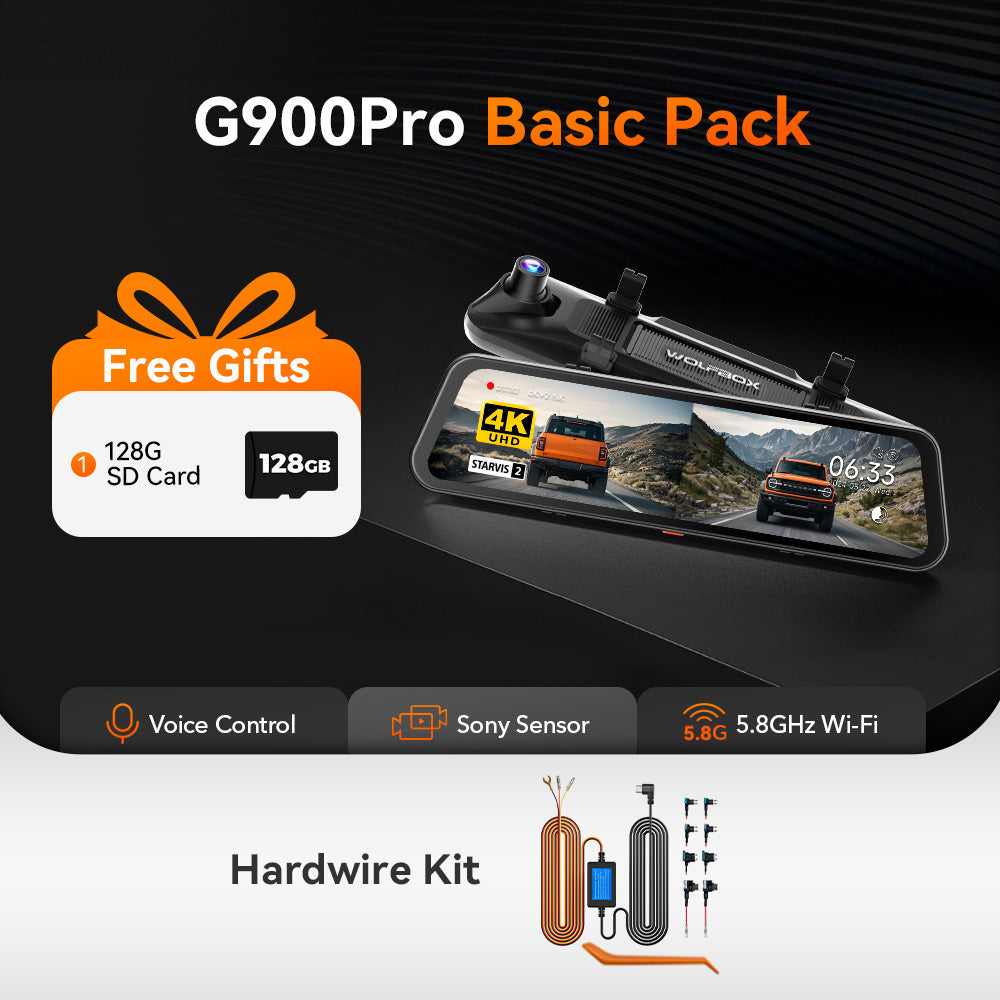 WOLFBOX G900Pro 12MP WiFi Touch Screen Rear View Mirror Dash Cam Smart Mirror RHD