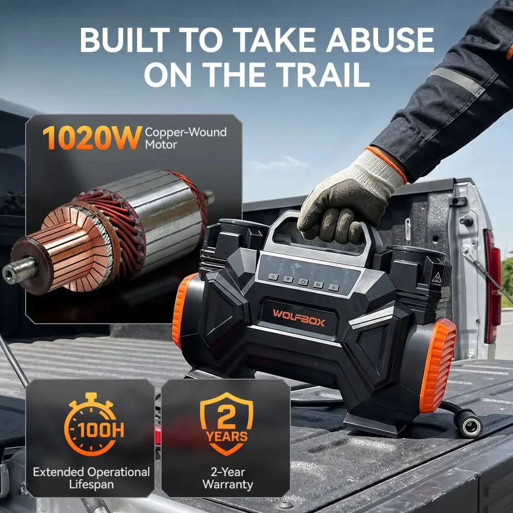 Off-Road Air Compressor High-CFM Dual-Cylinder Tire Inflator | WOLFBOX HyperFlow 60D
